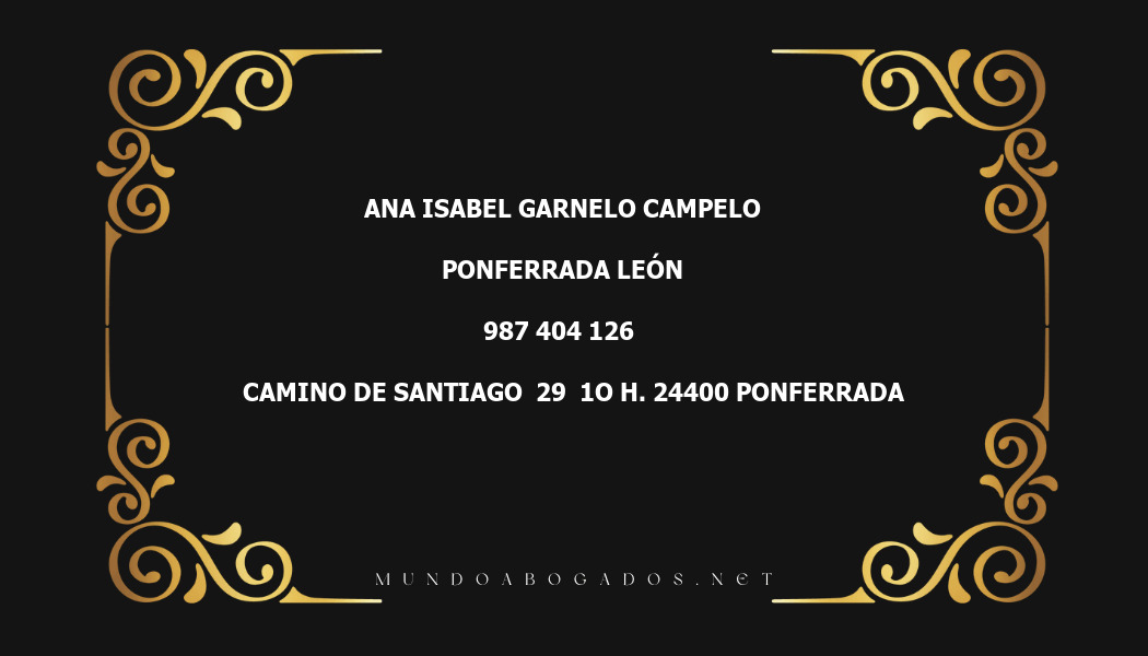 abogado Ana Isabel Garnelo Campelo en la localidad de Ponferrada