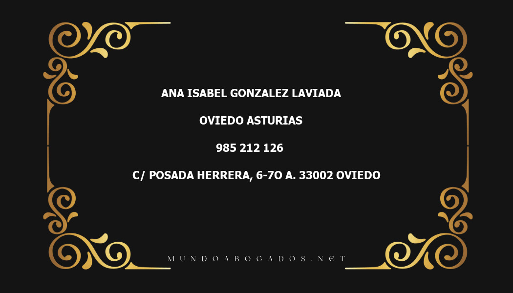 abogado Ana Isabel Gonzalez Laviada en la localidad de Oviedo