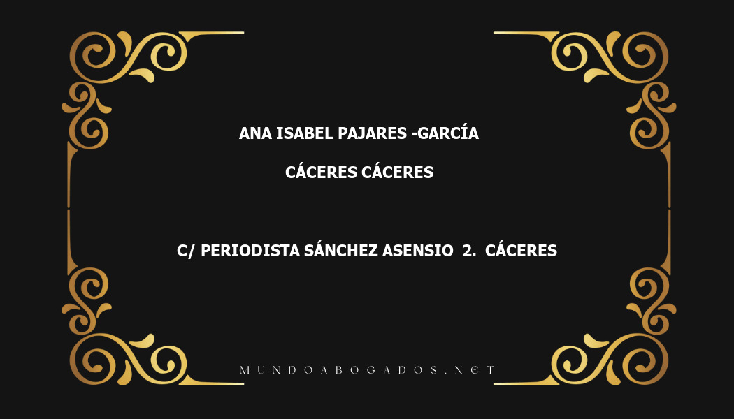 abogado Ana Isabel Pajares -García en la localidad de Cáceres