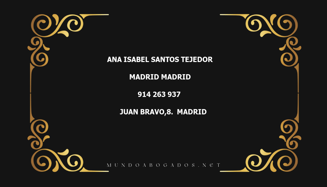 abogado Ana Isabel Santos Tejedor en la localidad de Madrid