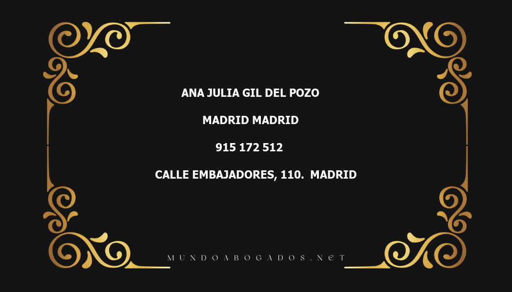 abogado Ana Julia Gil Del Pozo en la localidad de Madrid