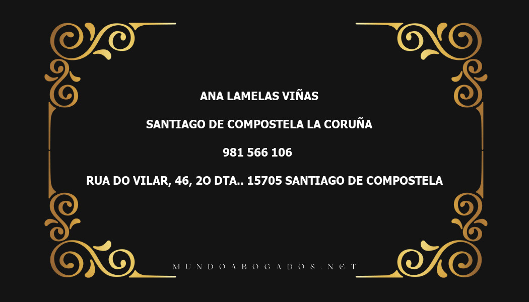 abogado Ana Lamelas Viñas en la localidad de Santiago de Compostela