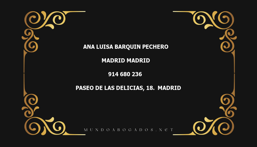 abogado Ana Luisa Barquin Pechero en la localidad de Madrid