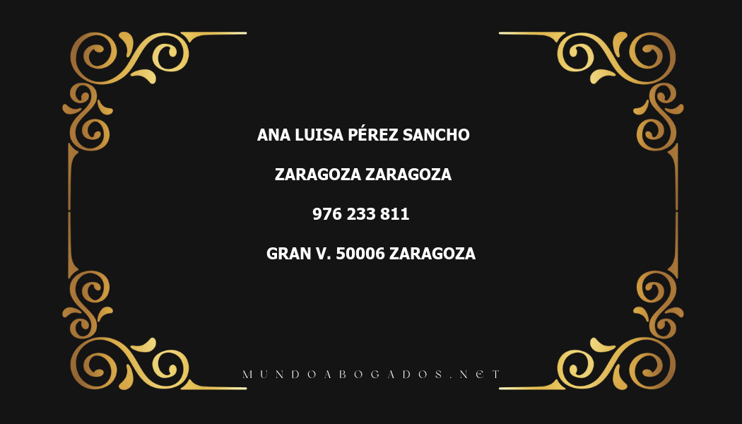 abogado Ana Luisa Pérez Sancho en la localidad de Zaragoza