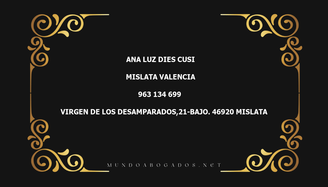 abogado Ana Luz Dies Cusi en la localidad de Mislata