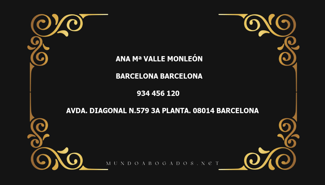 abogado Ana Mª Valle Monleón en la localidad de Barcelona