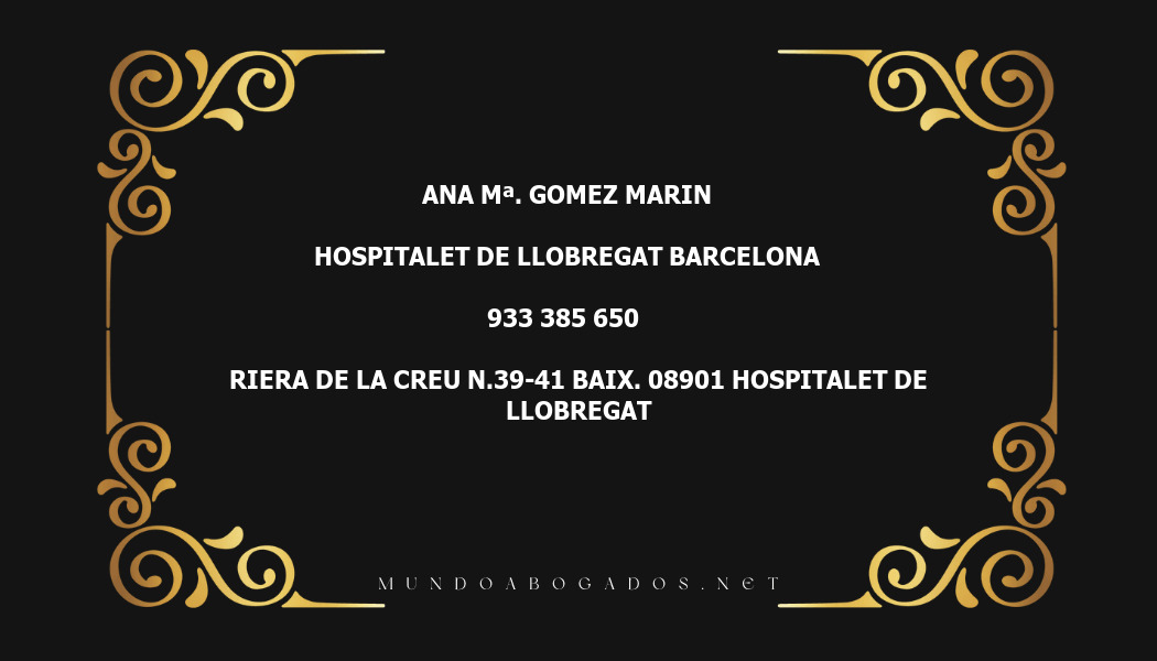 abogado Ana Mª. Gomez Marin en la localidad de Hospitalet de Llobregat