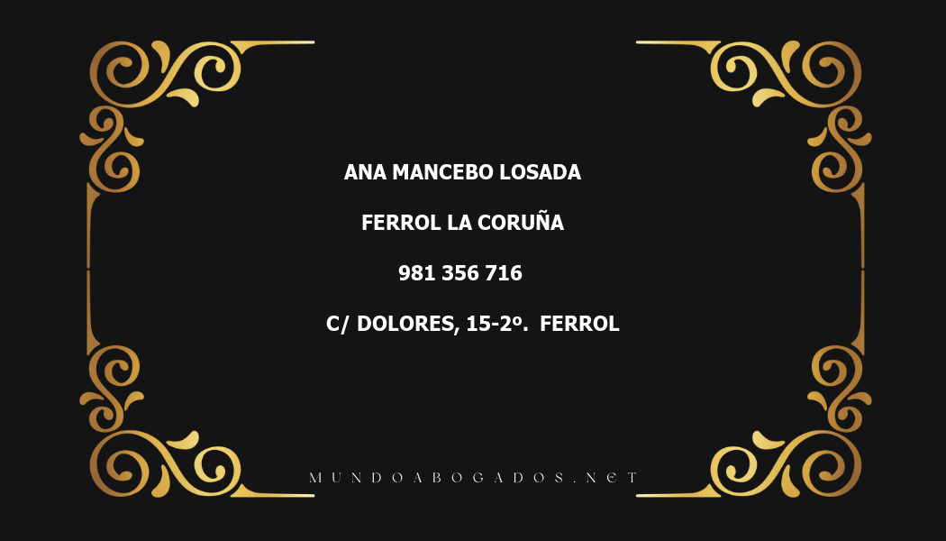 abogado Ana Mancebo Losada en la localidad de Ferrol