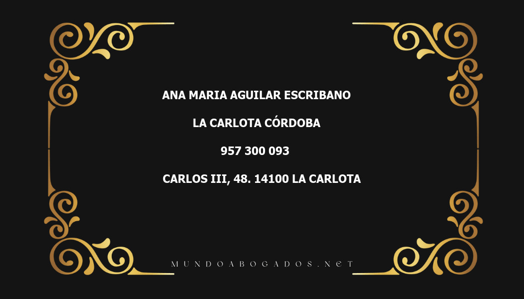 abogado Ana Maria Aguilar Escribano en la localidad de La Carlota