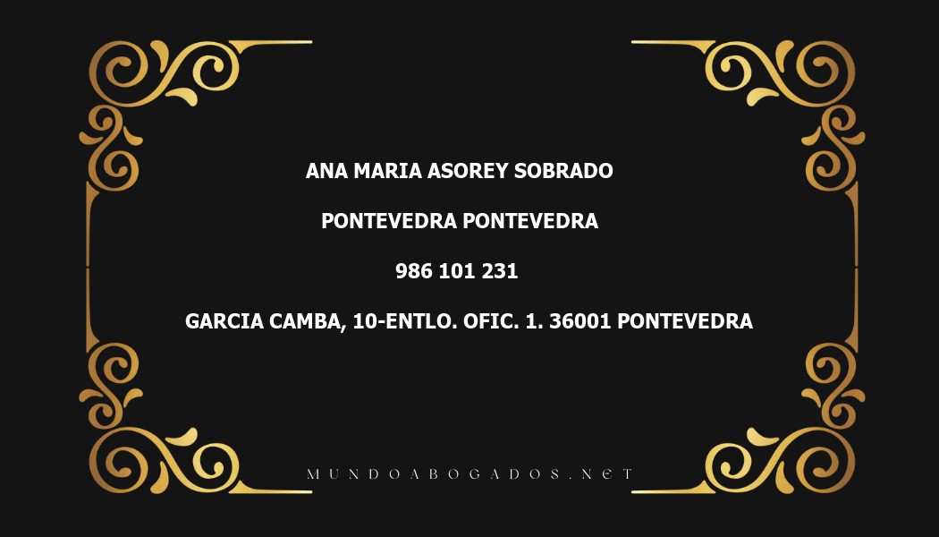 abogado Ana Maria Asorey Sobrado en la localidad de Pontevedra