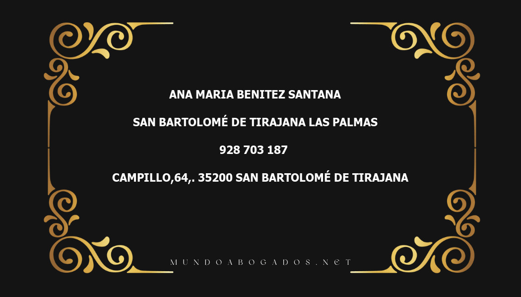 abogado Ana Maria Benitez Santana en la localidad de San Bartolomé de Tirajana