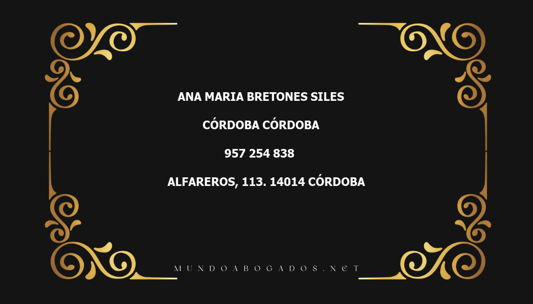 abogado Ana Maria Bretones Siles en la localidad de Córdoba