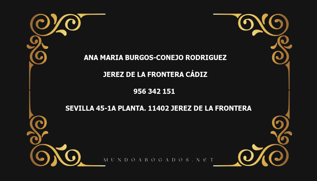 abogado Ana Maria Burgos-Conejo Rodriguez en la localidad de Jerez de la Frontera