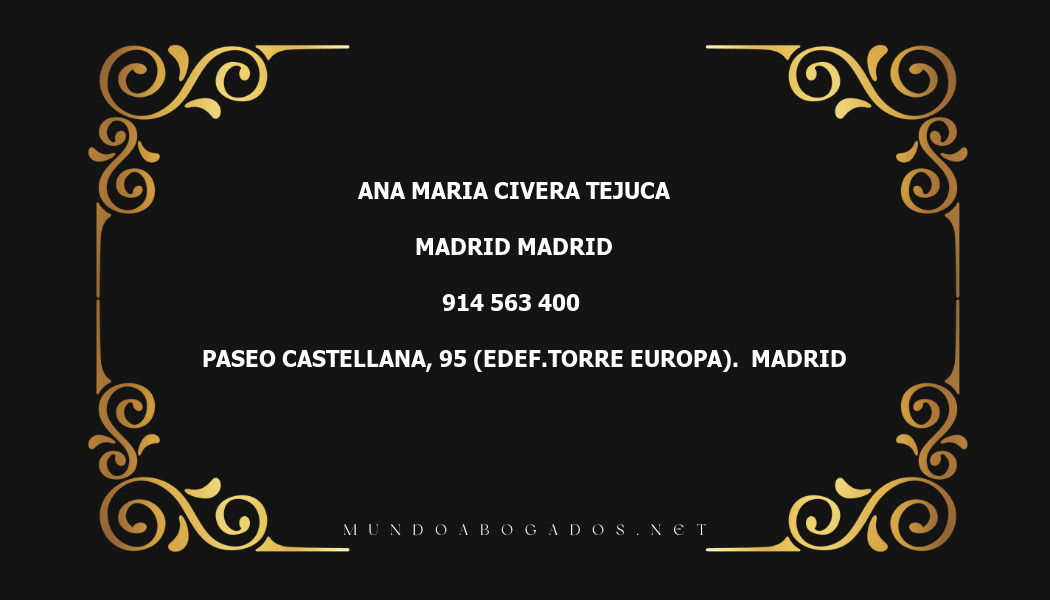 abogado Ana Maria Civera Tejuca en la localidad de Madrid