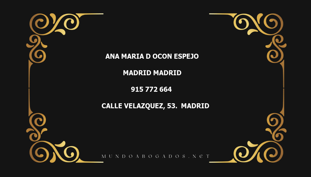 abogado Ana Maria D Ocon Espejo en la localidad de Madrid