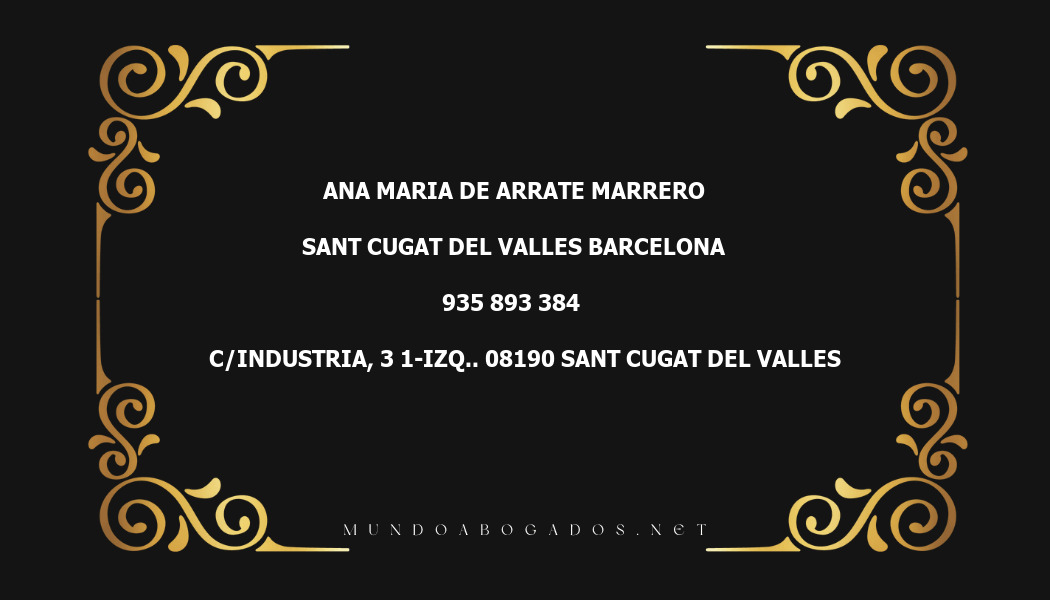 abogado Ana Maria De Arrate Marrero en la localidad de Sant Cugat del Valles