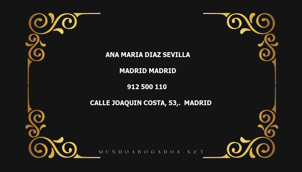 abogado Ana Maria Diaz Sevilla en la localidad de Madrid