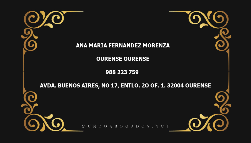 abogado Ana Maria Fernandez Morenza en la localidad de Ourense