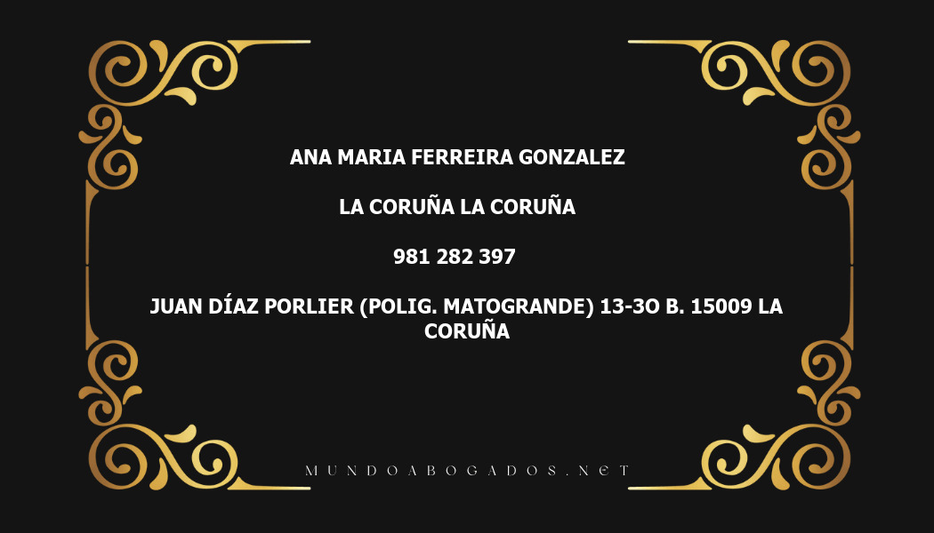 abogado Ana Maria Ferreira Gonzalez en la localidad de La Coruña