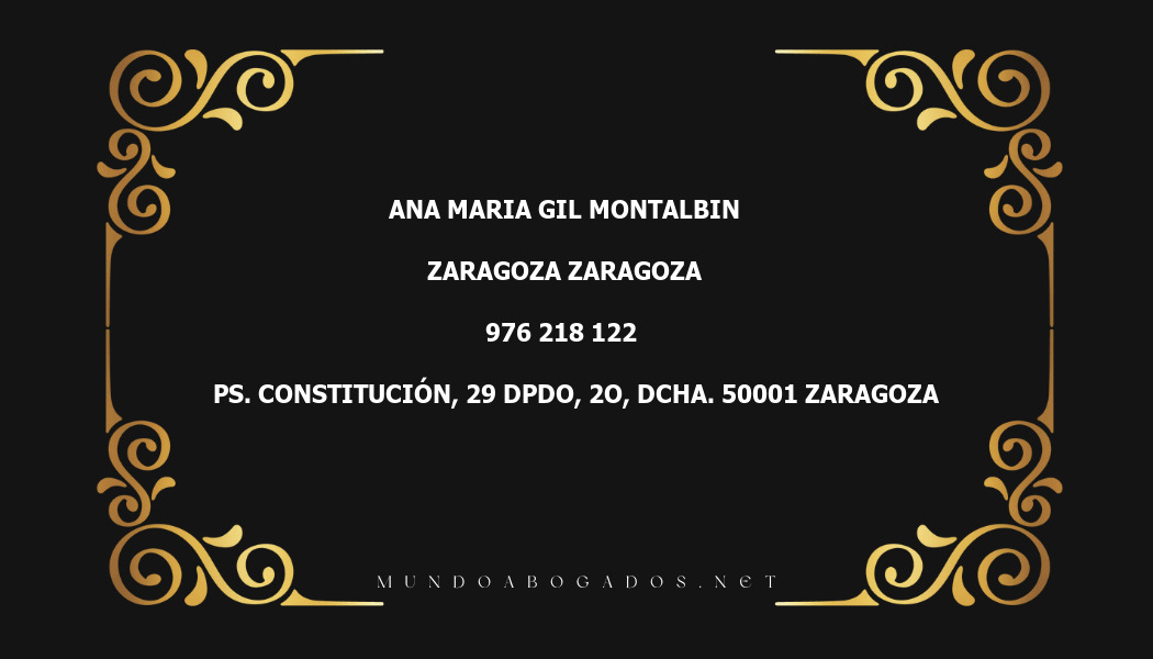 abogado Ana Maria Gil Montalbin en la localidad de Zaragoza