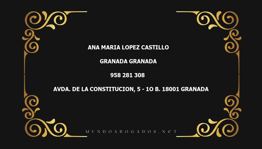 abogado Ana Maria Lopez Castillo en la localidad de Granada