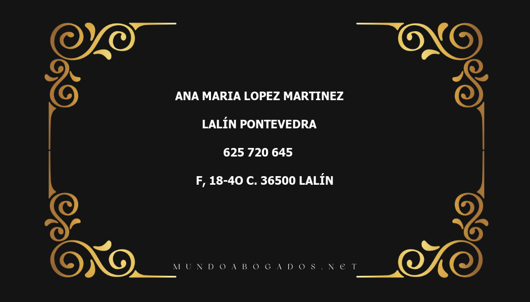 abogado Ana Maria Lopez Martinez en la localidad de Lalín