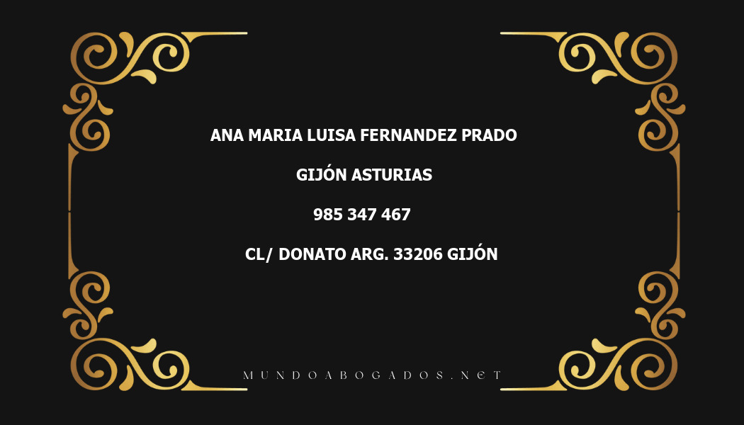 abogado Ana Maria Luisa Fernandez Prado en la localidad de Gijón