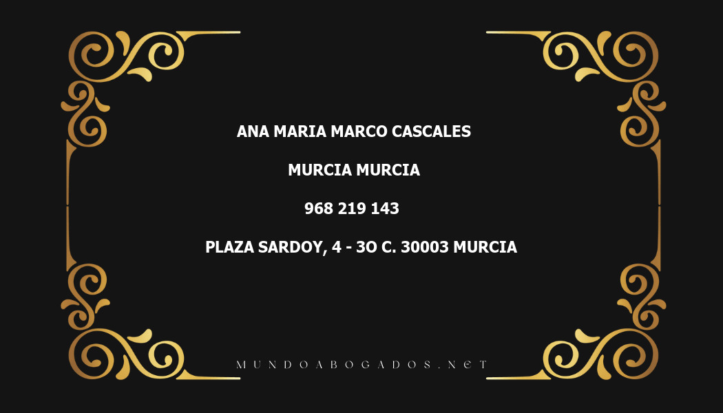 abogado Ana Maria Marco Cascales en la localidad de Murcia