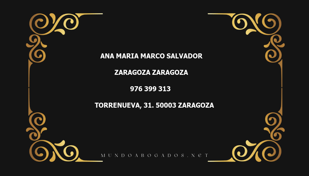 abogado Ana Maria Marco Salvador en la localidad de Zaragoza