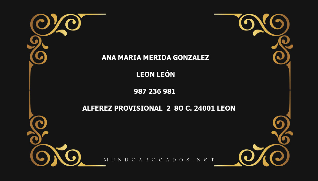 abogado Ana Maria Merida Gonzalez en la localidad de Leon