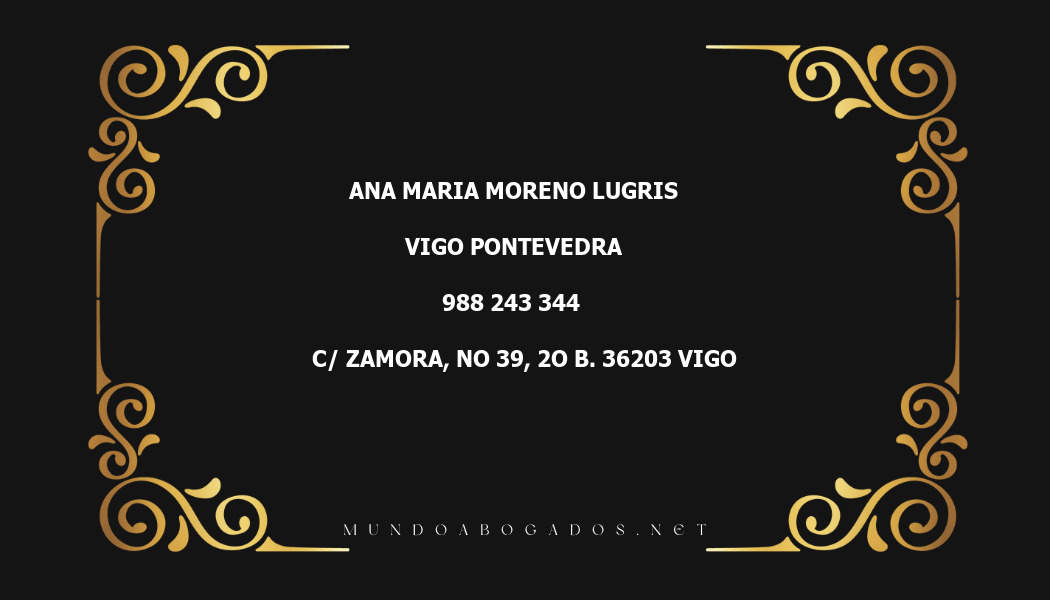 abogado Ana Maria Moreno Lugris en la localidad de Vigo