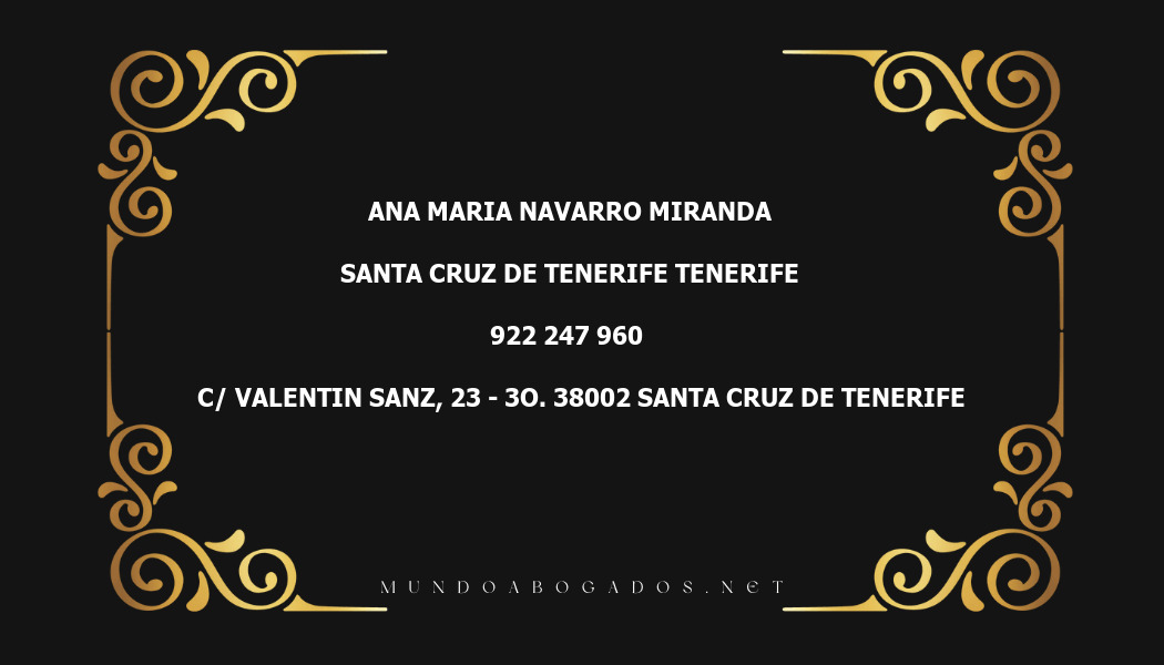 abogado Ana Maria Navarro Miranda en la localidad de Santa Cruz de Tenerife