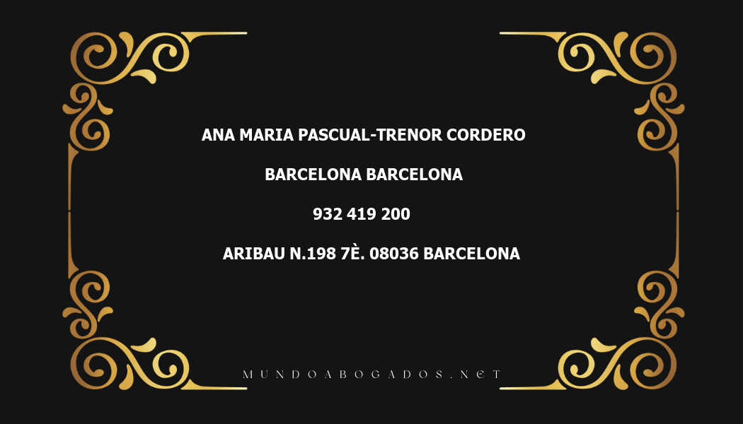 abogado Ana Maria Pascual-Trenor Cordero en la localidad de Barcelona