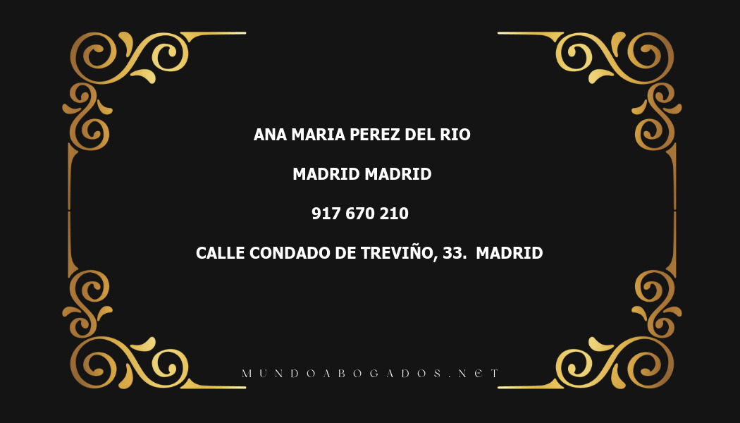 abogado Ana Maria Perez Del Rio en la localidad de Madrid