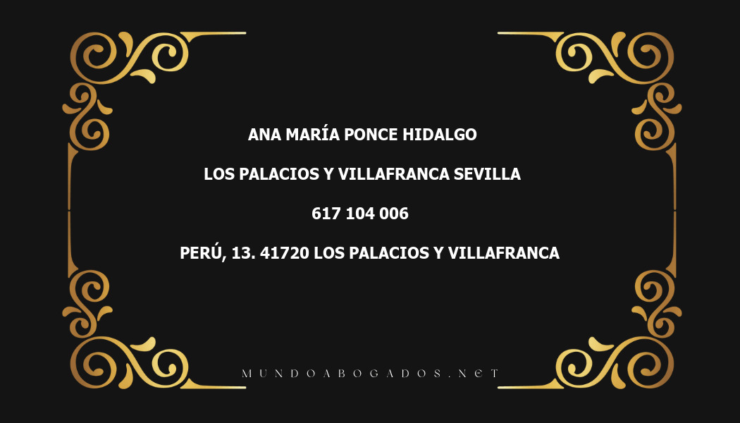 abogado Ana María Ponce Hidalgo en la localidad de Los Palacios y Villafranca