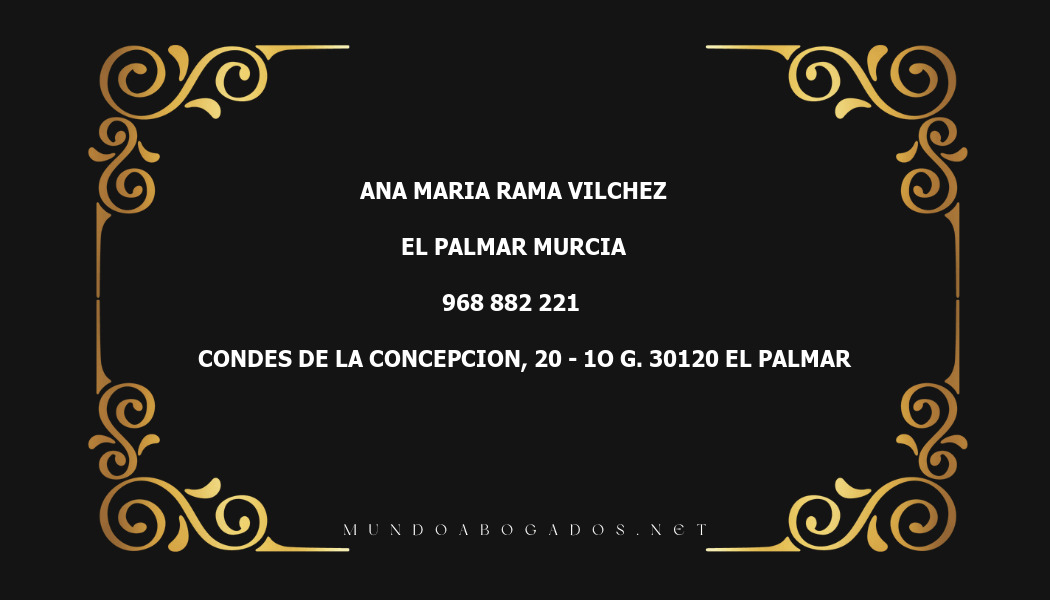 abogado Ana Maria Rama Vilchez en la localidad de El Palmar