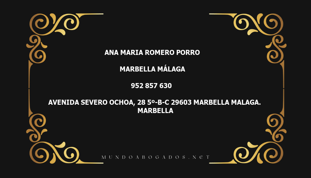 abogado Ana Maria Romero Porro en la localidad de Marbella