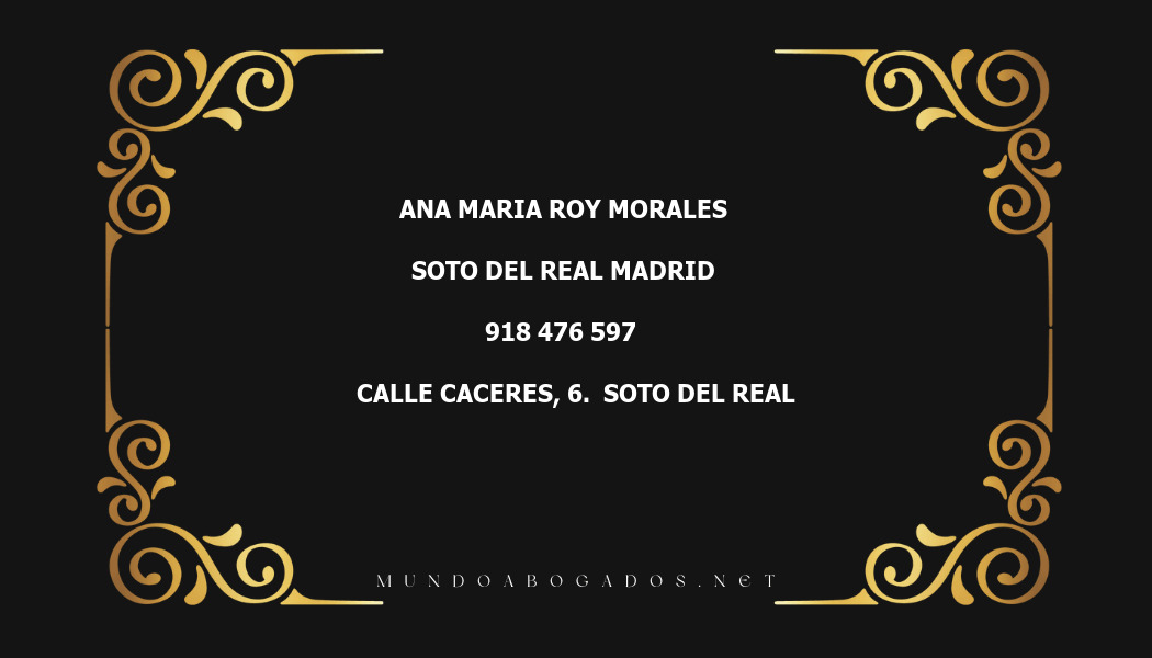 abogado Ana Maria Roy Morales en la localidad de Soto del Real