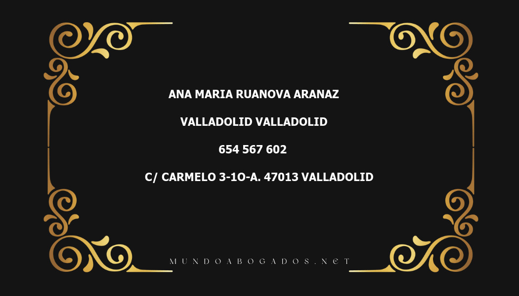 abogado Ana Maria Ruanova Aranaz en la localidad de Valladolid