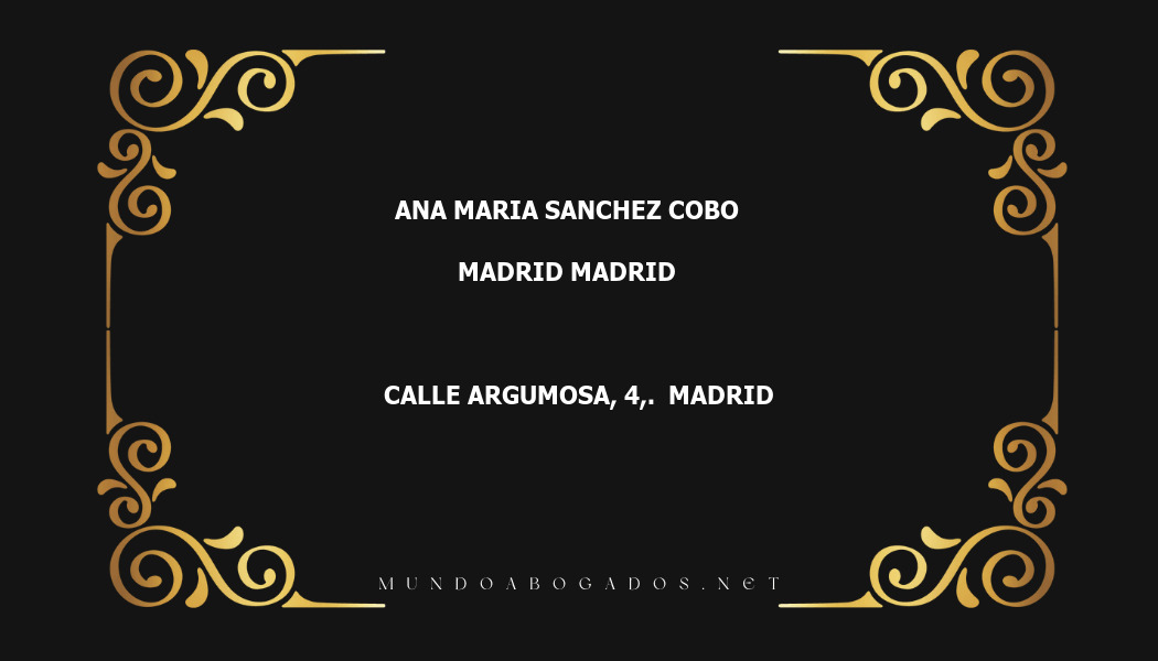 abogado Ana Maria Sanchez Cobo en la localidad de Madrid