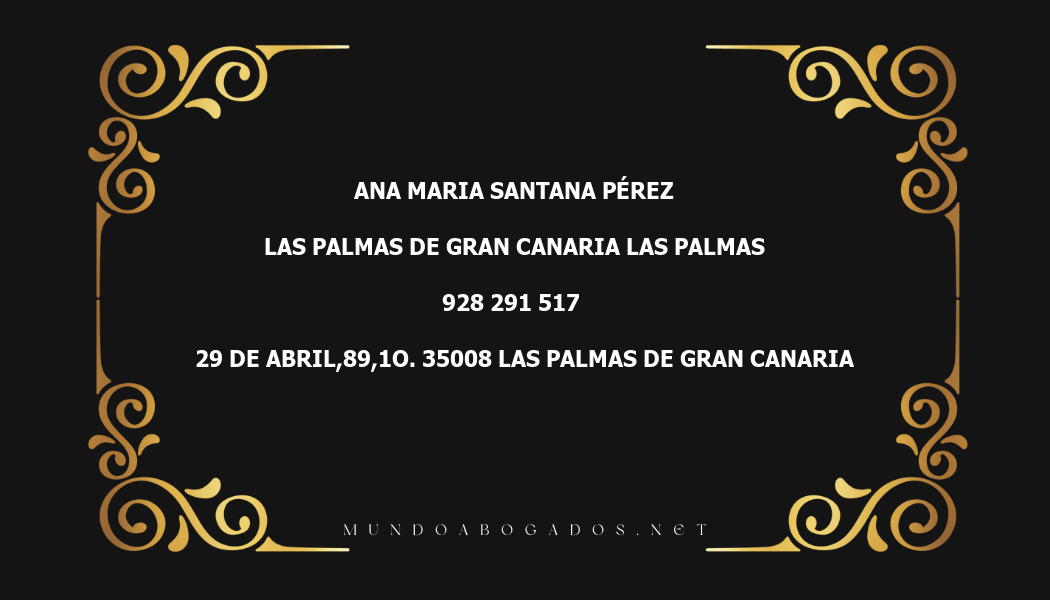 abogado Ana Maria Santana Pérez en la localidad de Las Palmas de Gran Canaria