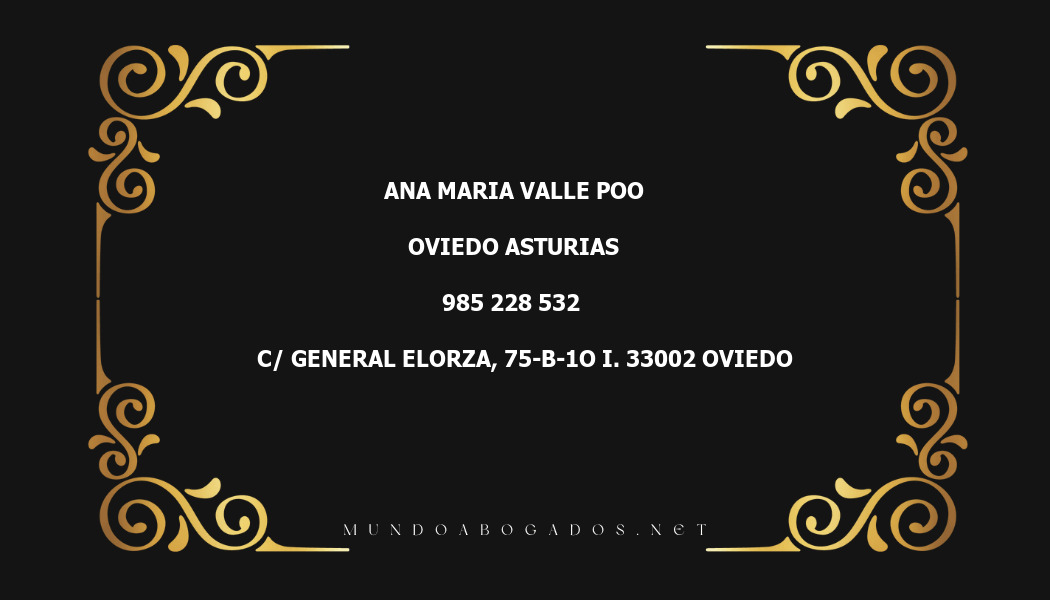 abogado Ana Maria Valle Poo en la localidad de Oviedo