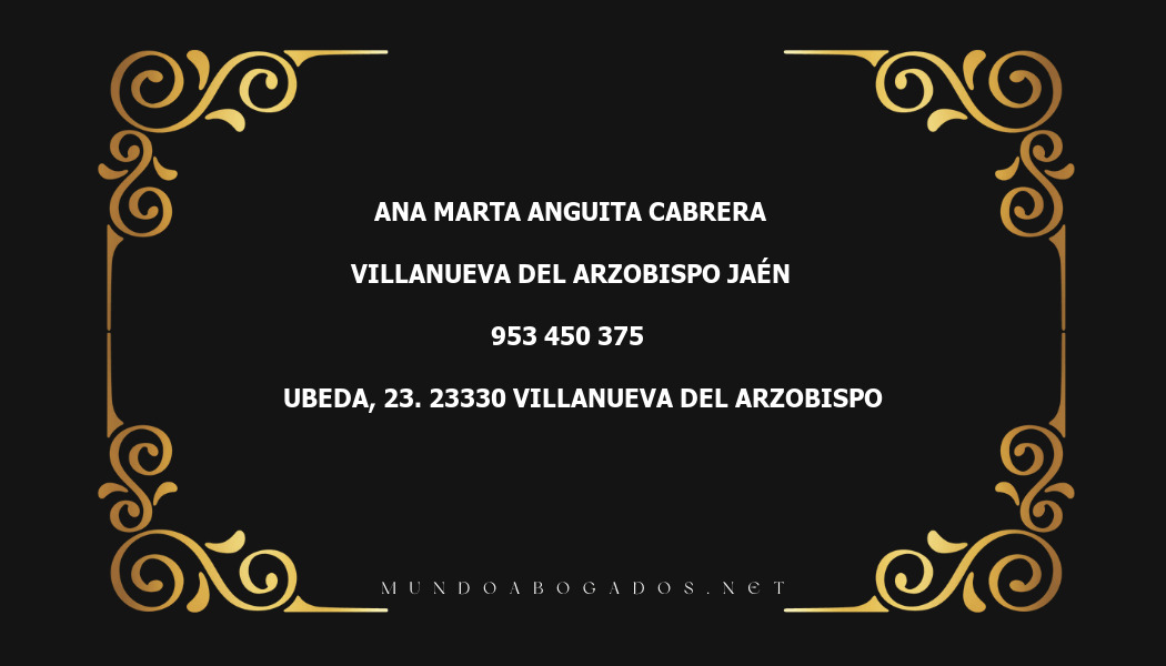 abogado Ana Marta Anguita Cabrera en la localidad de Villanueva del Arzobispo