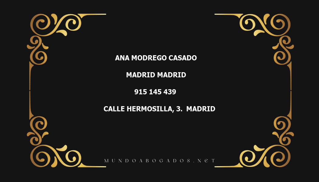 abogado Ana Modrego Casado en la localidad de Madrid