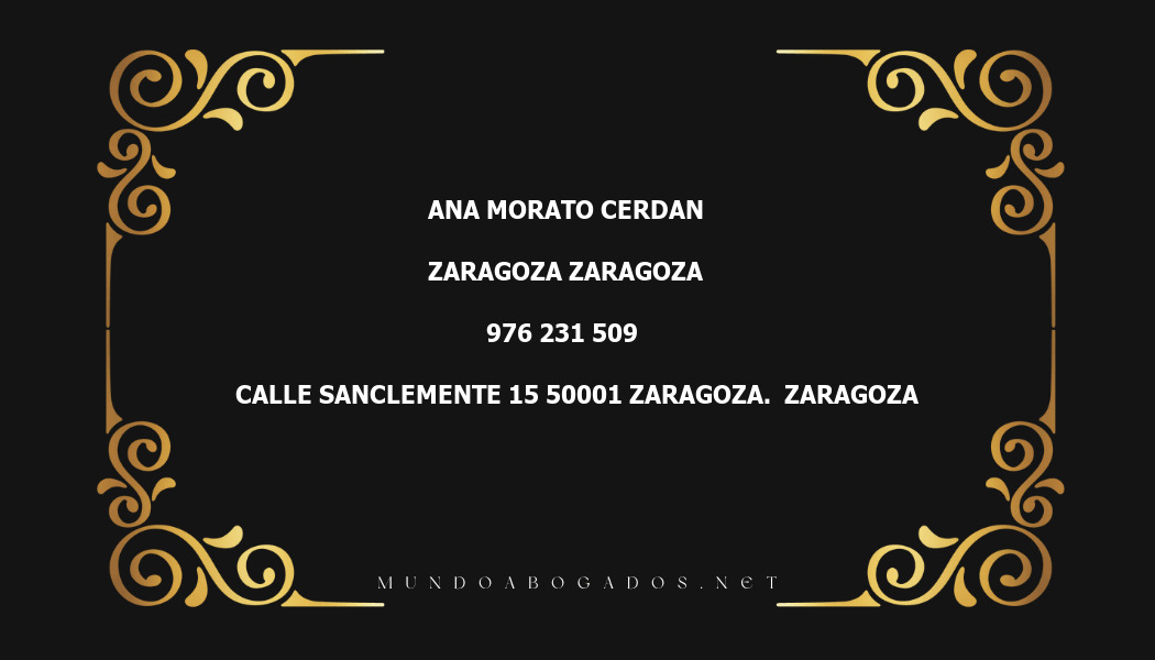 abogado Ana Morato Cerdan en la localidad de Zaragoza