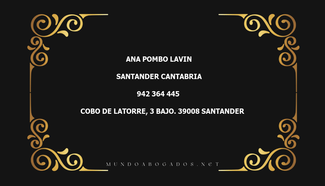 abogado Ana Pombo Lavin en la localidad de Santander