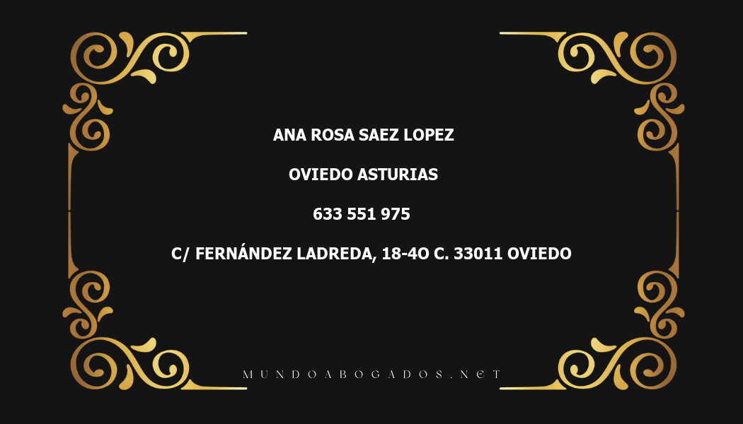 abogado Ana Rosa Saez Lopez en la localidad de Oviedo