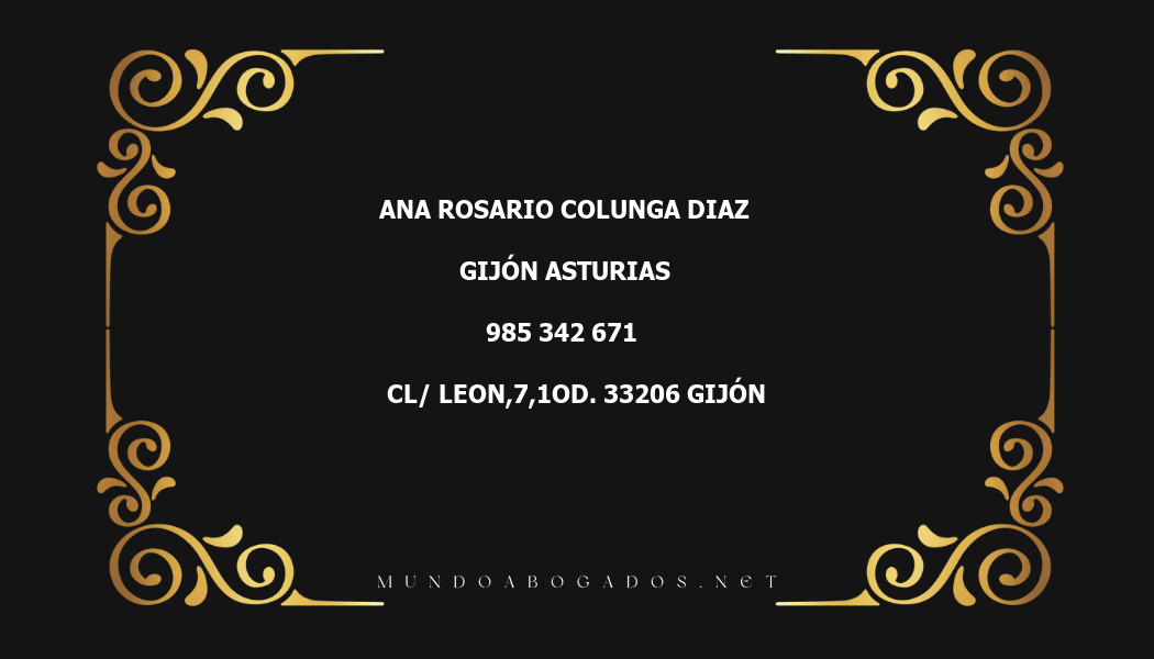 abogado Ana Rosario Colunga Diaz en la localidad de Gijón