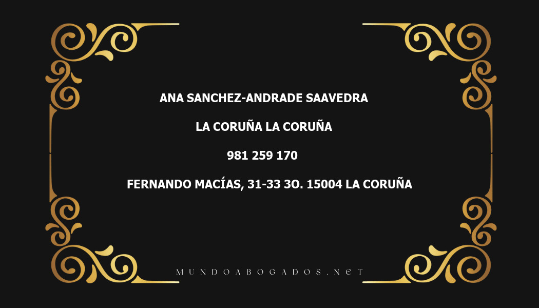 abogado Ana Sanchez-Andrade Saavedra en la localidad de La Coruña