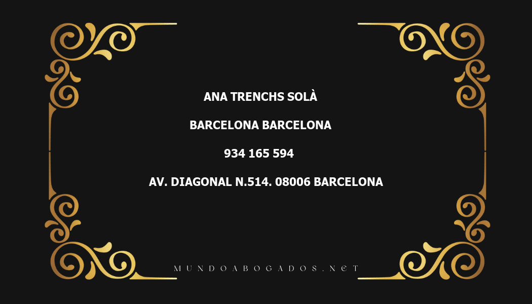 abogado Ana Trenchs Solà en la localidad de Barcelona